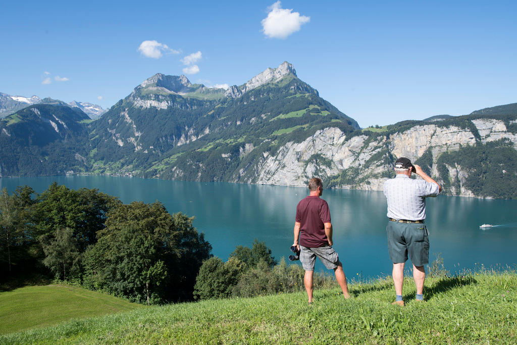 View of Lake Lucerne with two people