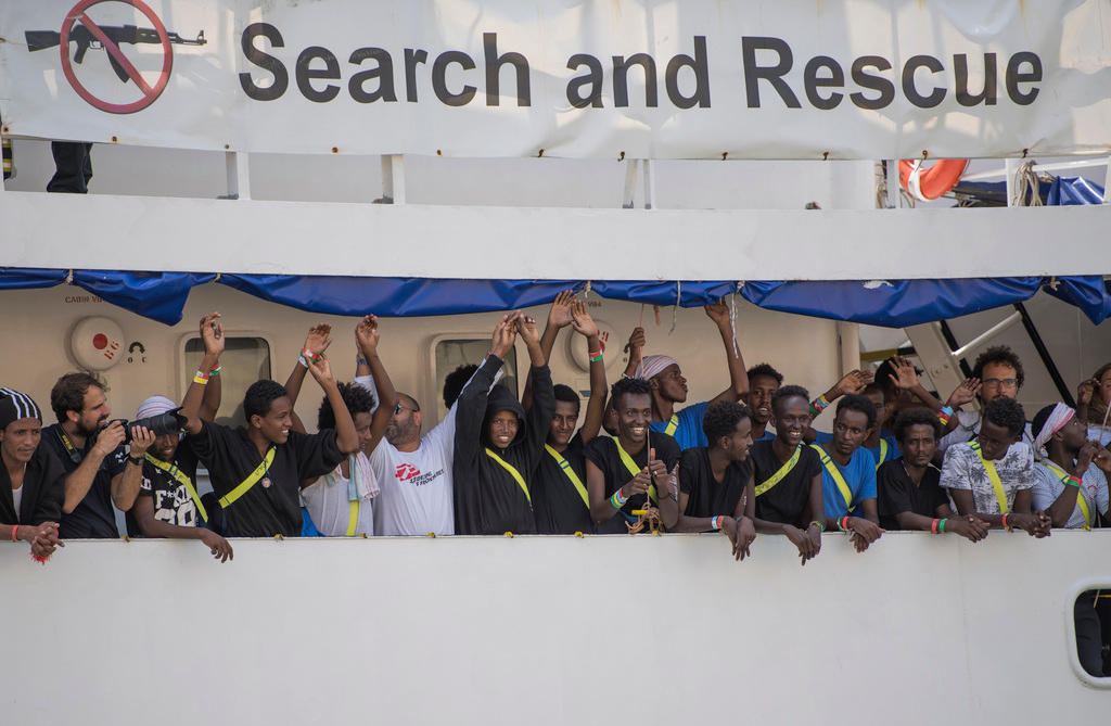 Migrants aboard the Aquarius rescue ship