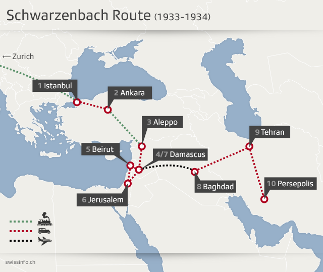 Map showing the photographer s route