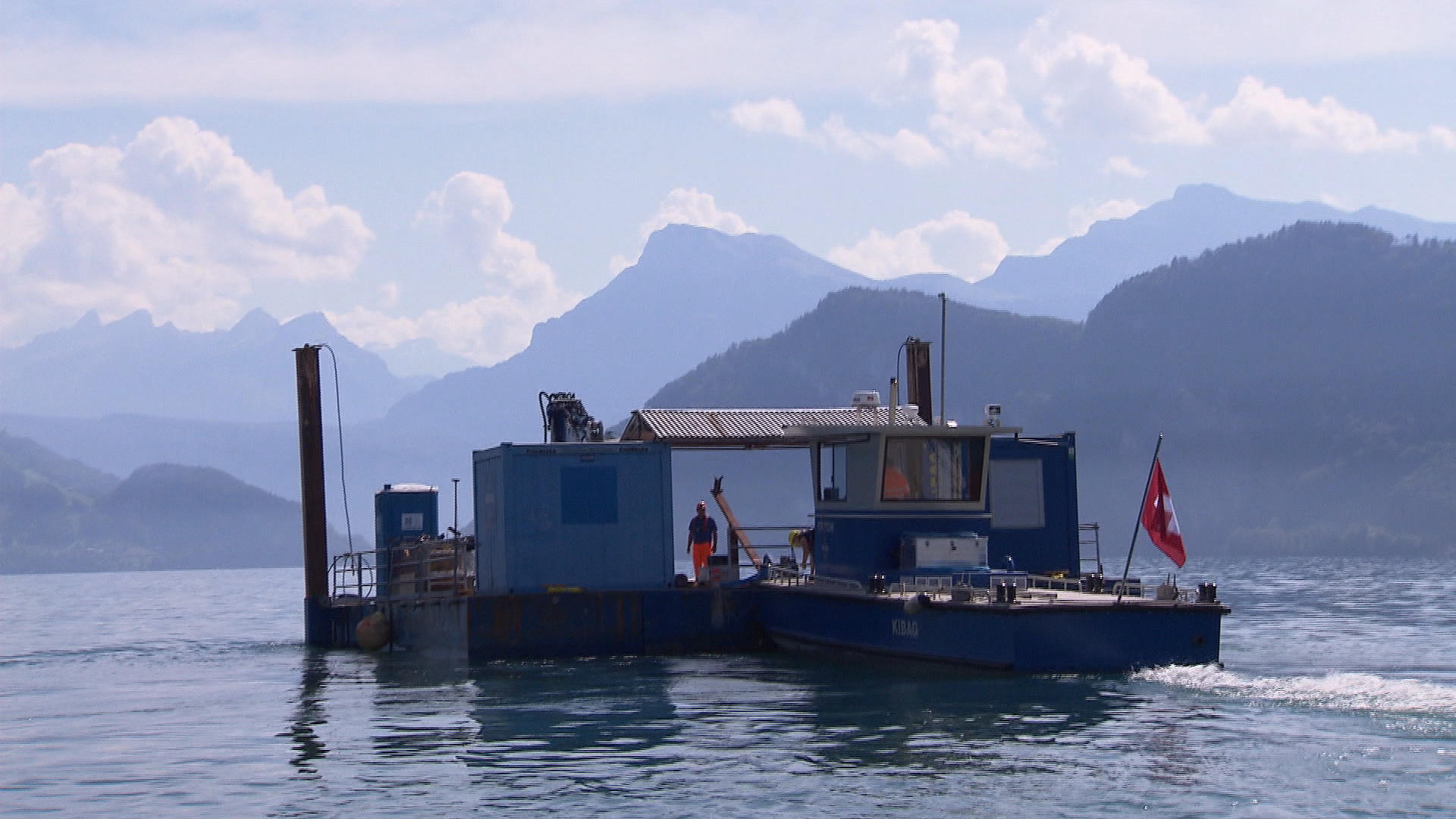 barge on lake