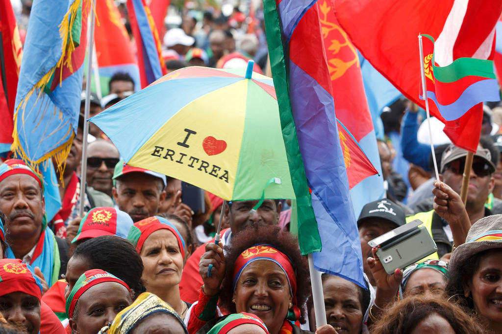 مظاهرة لمعارضين أريتريين أمام قصر الأمم في جنيف