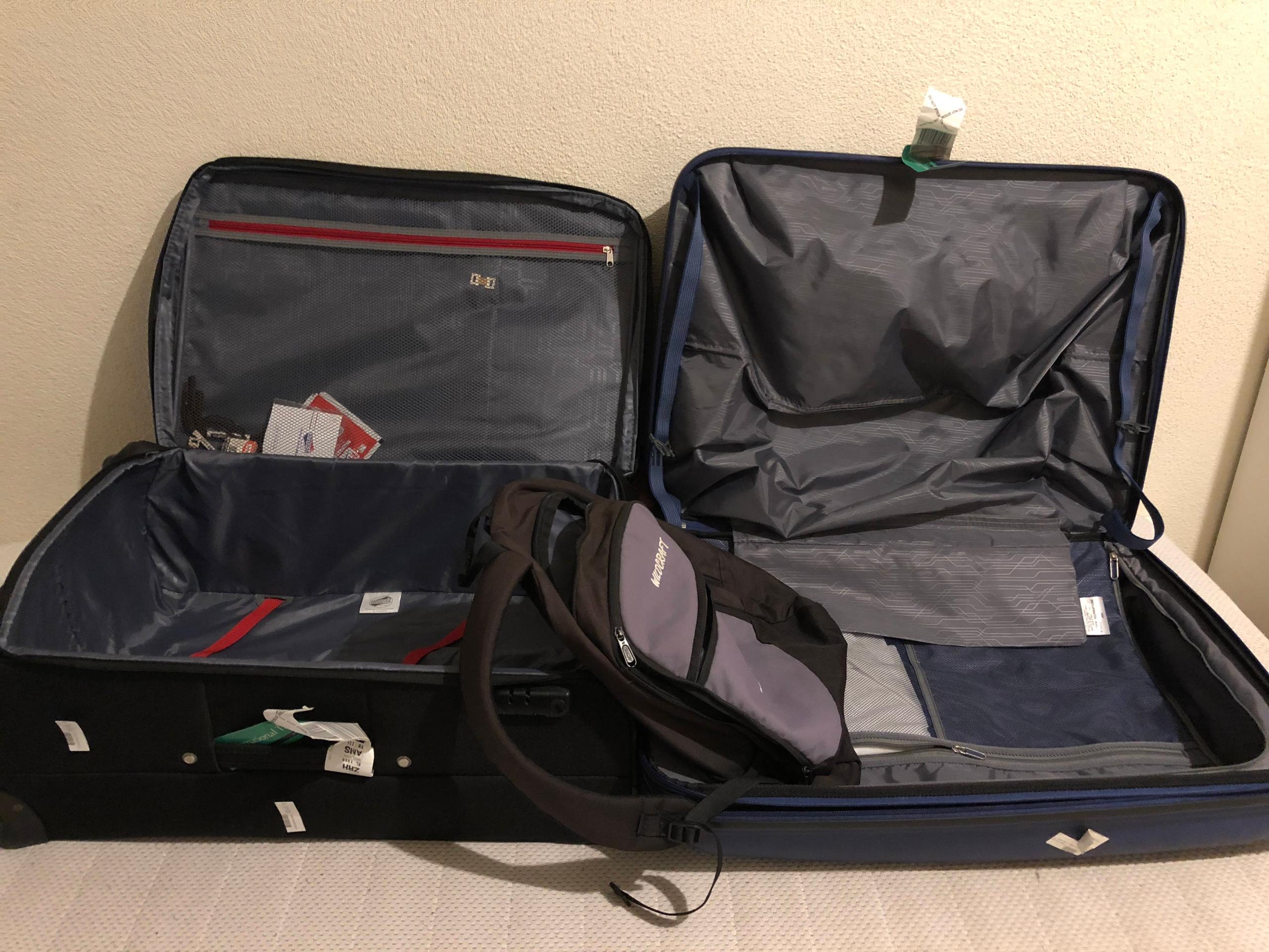 Two open suitcases