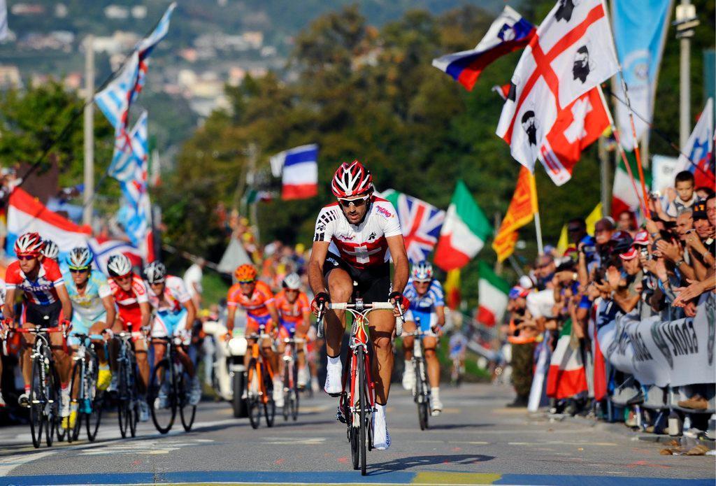 Swiss cyclist Fabian Cancellara, during the Men s Road Race at the UCI Road World Championships in Mendrisio, 2009