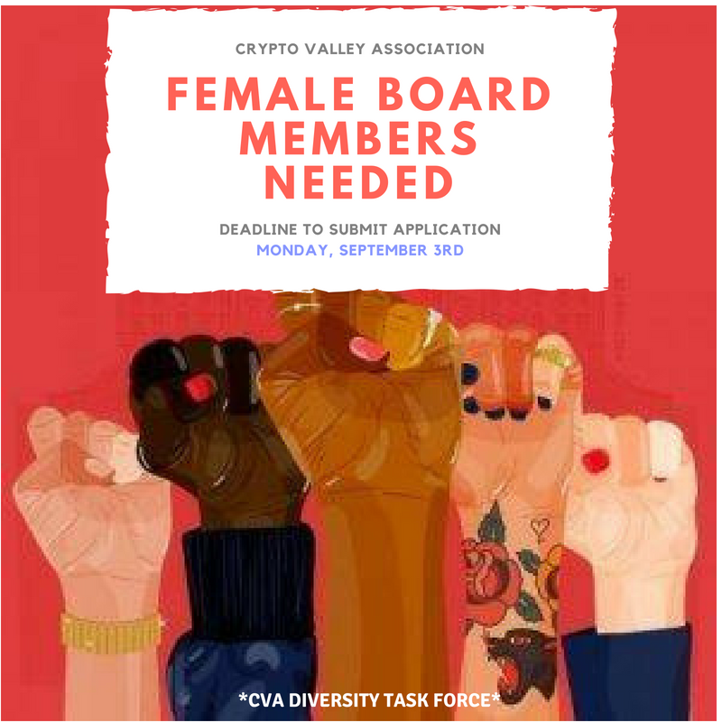 A poster calls for female board members at the CVA