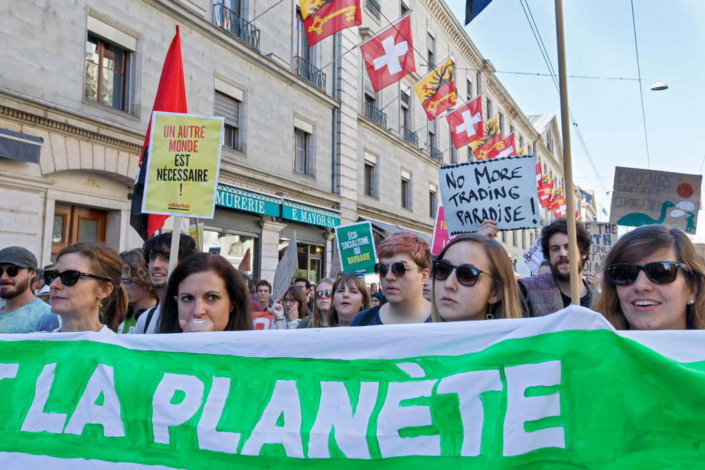 Demonstrators in the streets of Geneva