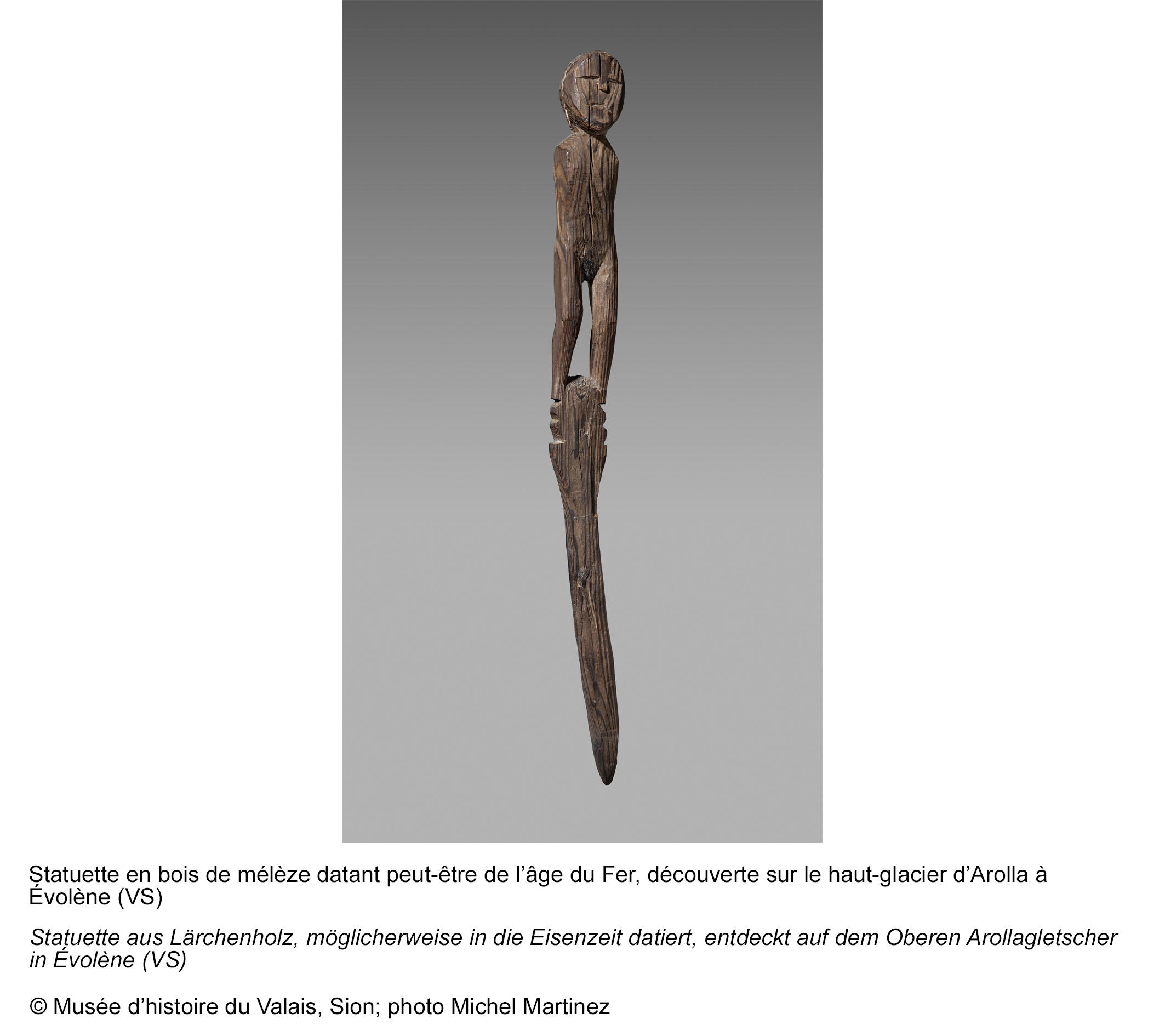 Wooden statue found on Arolla glacier