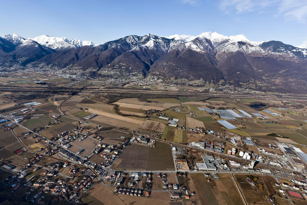 an aerial view of the Magadino Plain