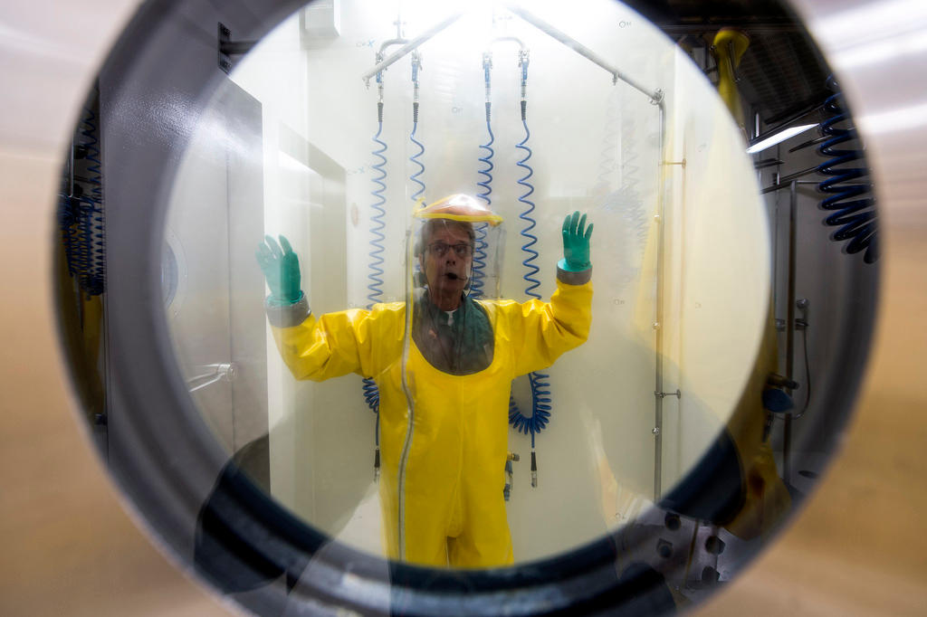 A man inside the Spiez laboratory near Bern