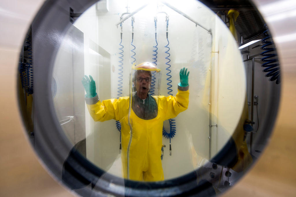 A man inside the Spiez laboratory near Bern