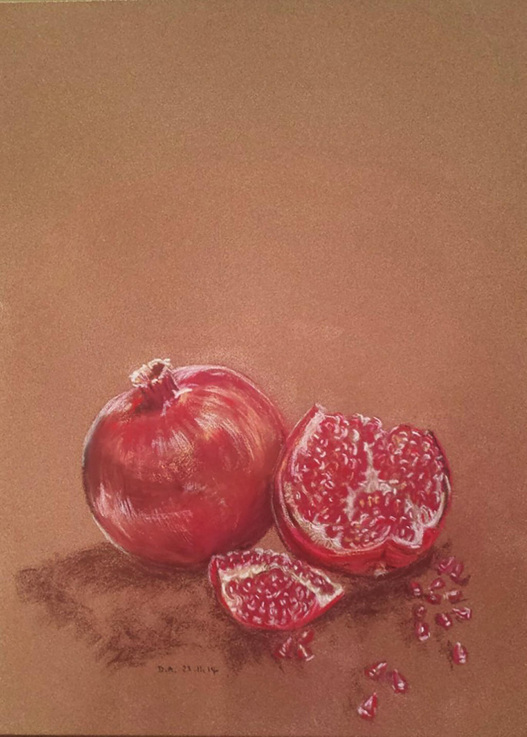 painting fruit in red on red