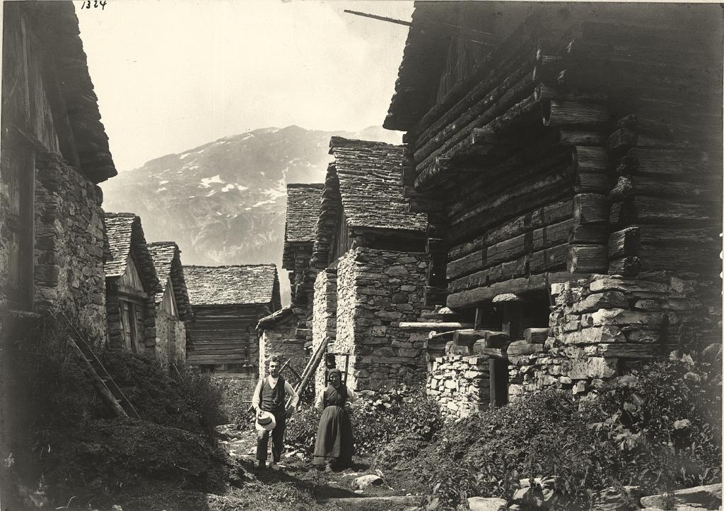 Village building made of stone and wood