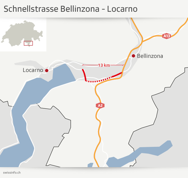 Mapa Bellinzona-Locarno