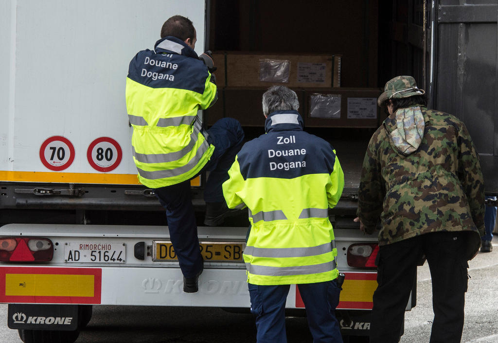 A lorry at the Swiss border