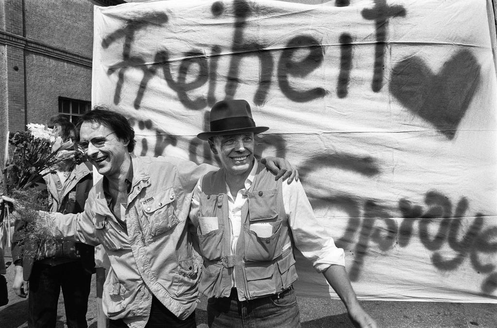 Harald Naegeli (left) with Joseph Beuys (right)