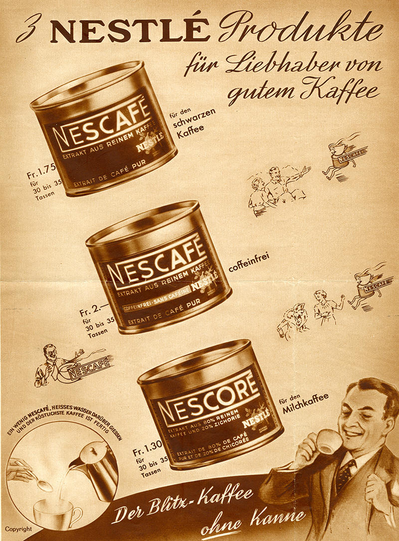 Ein Werbeplakat für Nescafé in der Büchse.