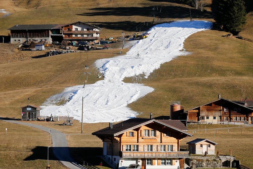 una striscia di neve in mezzo al prato