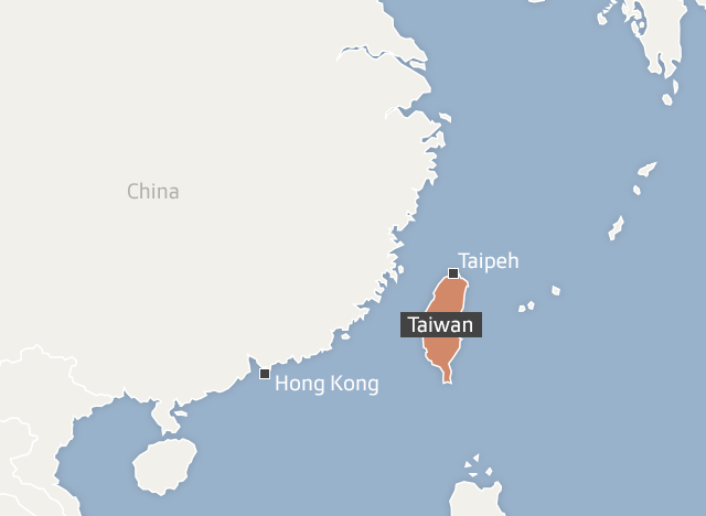 Karte mit Taiwan, China und Hong Kong