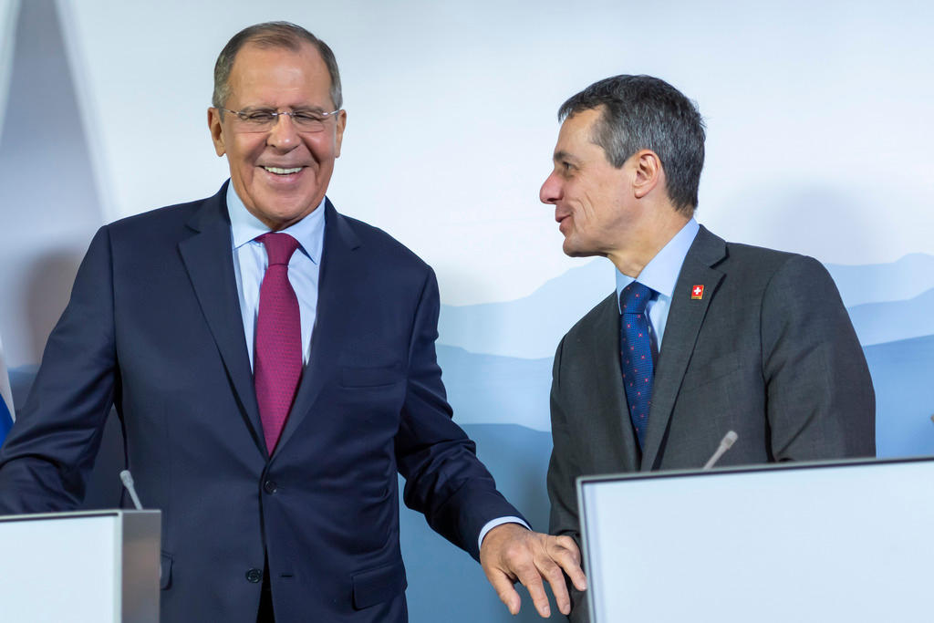 Russian Foreign Minister Sergey Lavrov, left, and Switzerland s Federal Councillor and Foreign Minister Ignazio Cassis