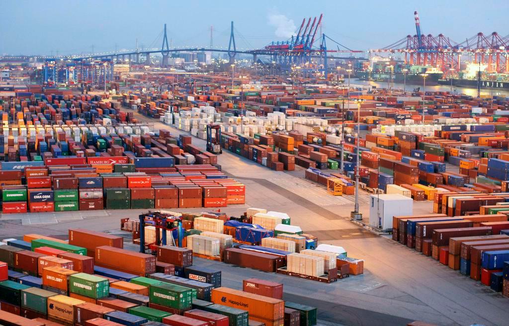 Containers in the harbour of Hamburg (Germany)