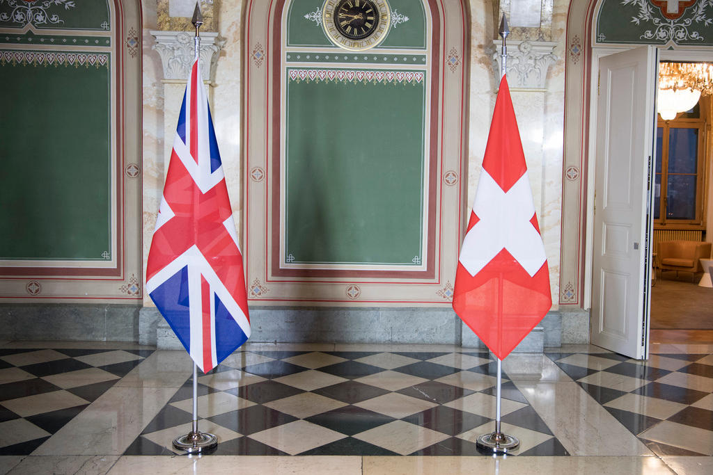 British and Swiss flags