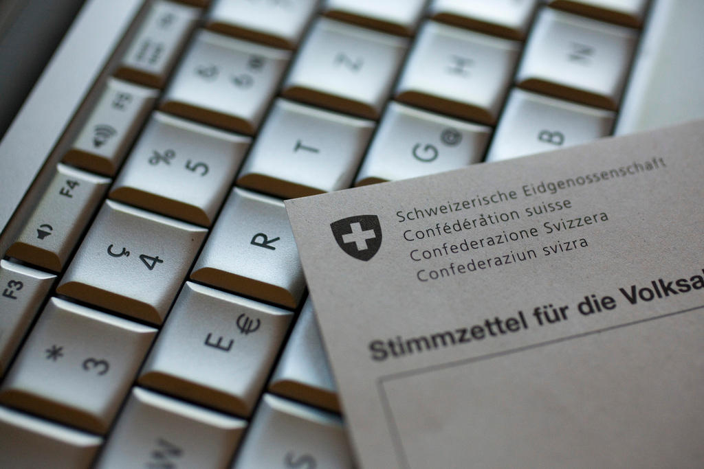 A Swiss ballot paper and a keyboard