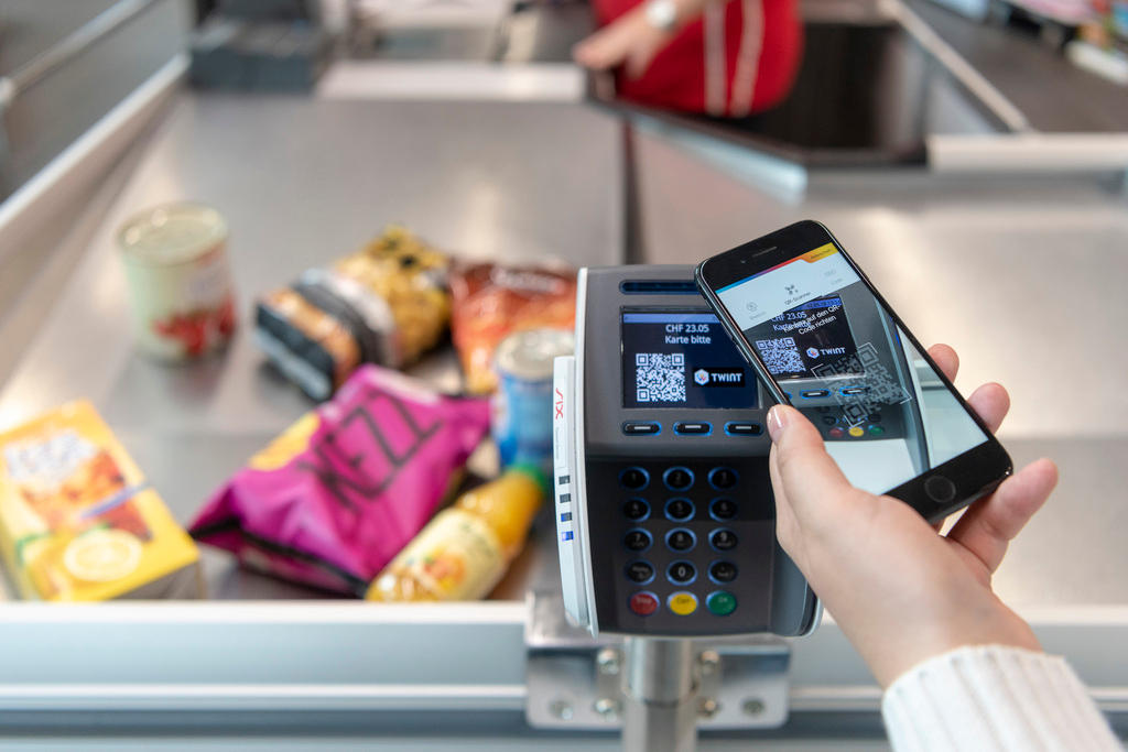 smartphone in a supermarket