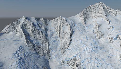 Snowy mountain with geodata