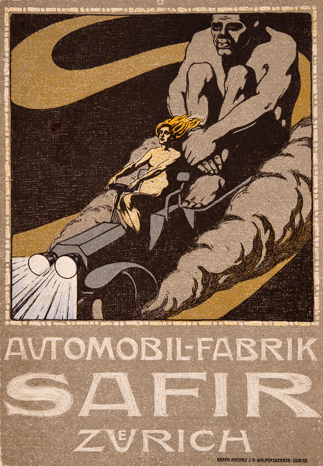 Affiche avec une femme conduisant un voiture