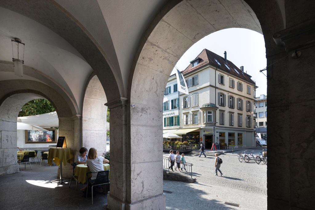 Arcades of the Choufhuesi in the old town of Langenthal,