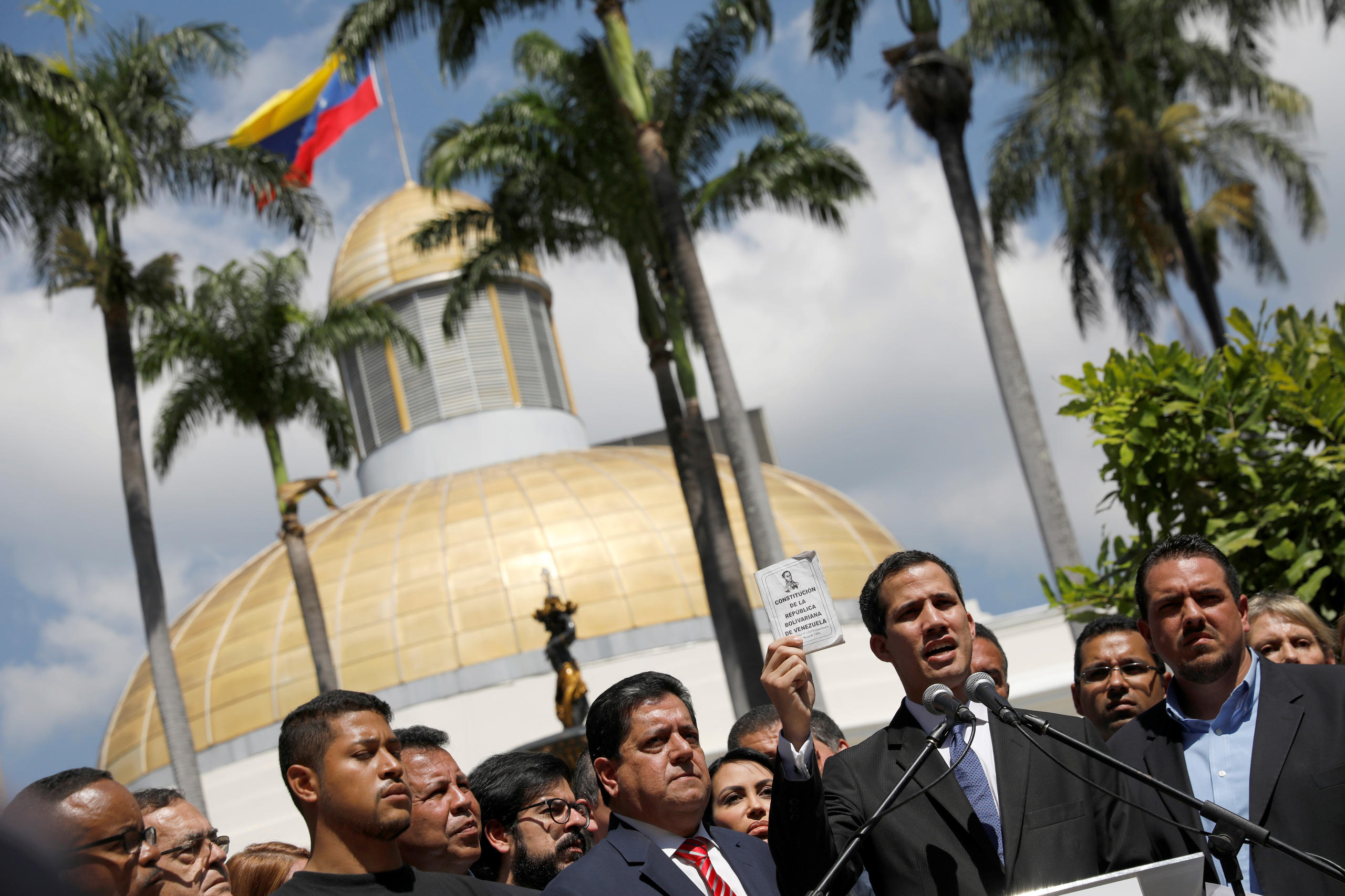 Venezuela s parliamentary leader Guaido at a meeting