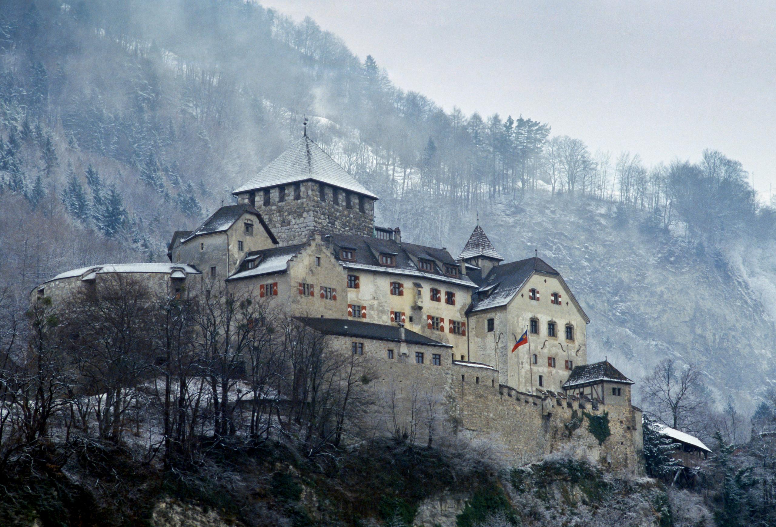 Schloss Vaduz vor bewaldeter Bergkette