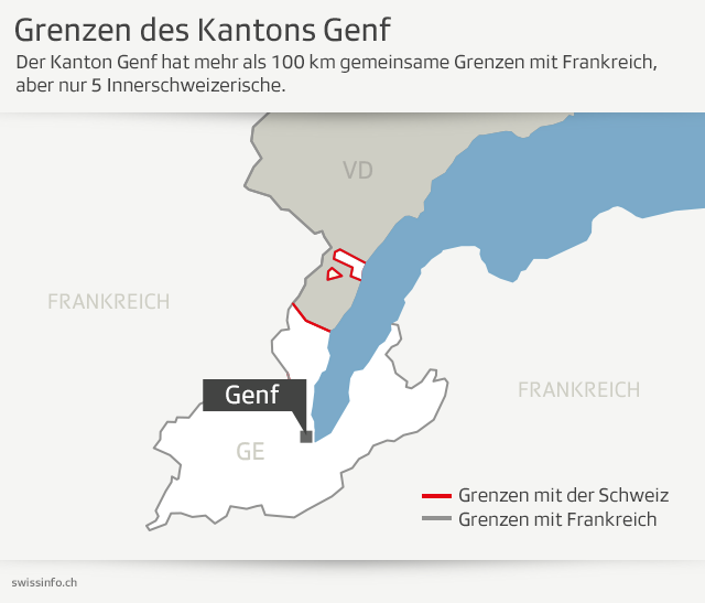 Grafik: Grenzen des Kantons Genf