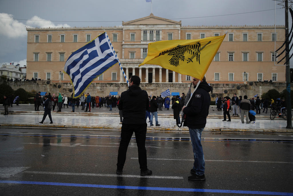 Protestors outside Greek parliament