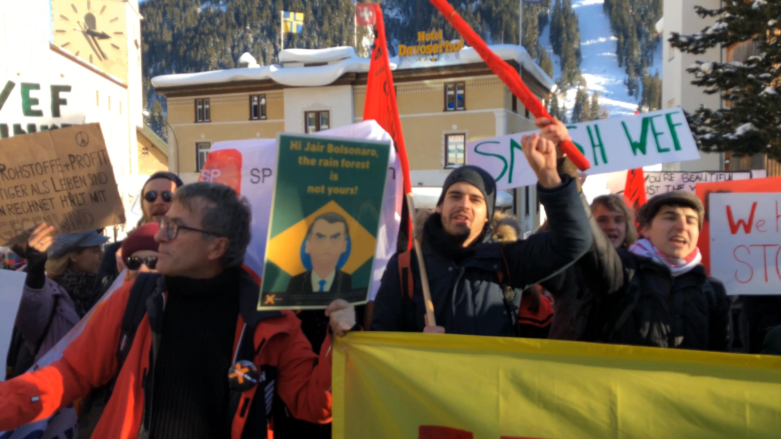 Demonstrators on streets of Davos