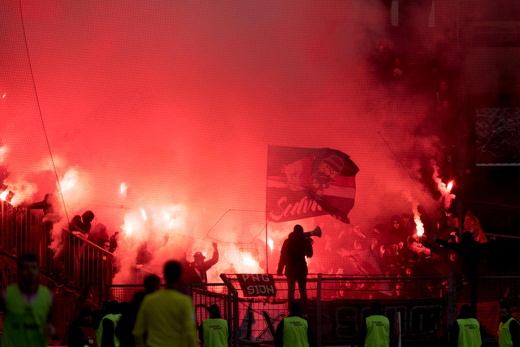 pyrotechnics at a football match