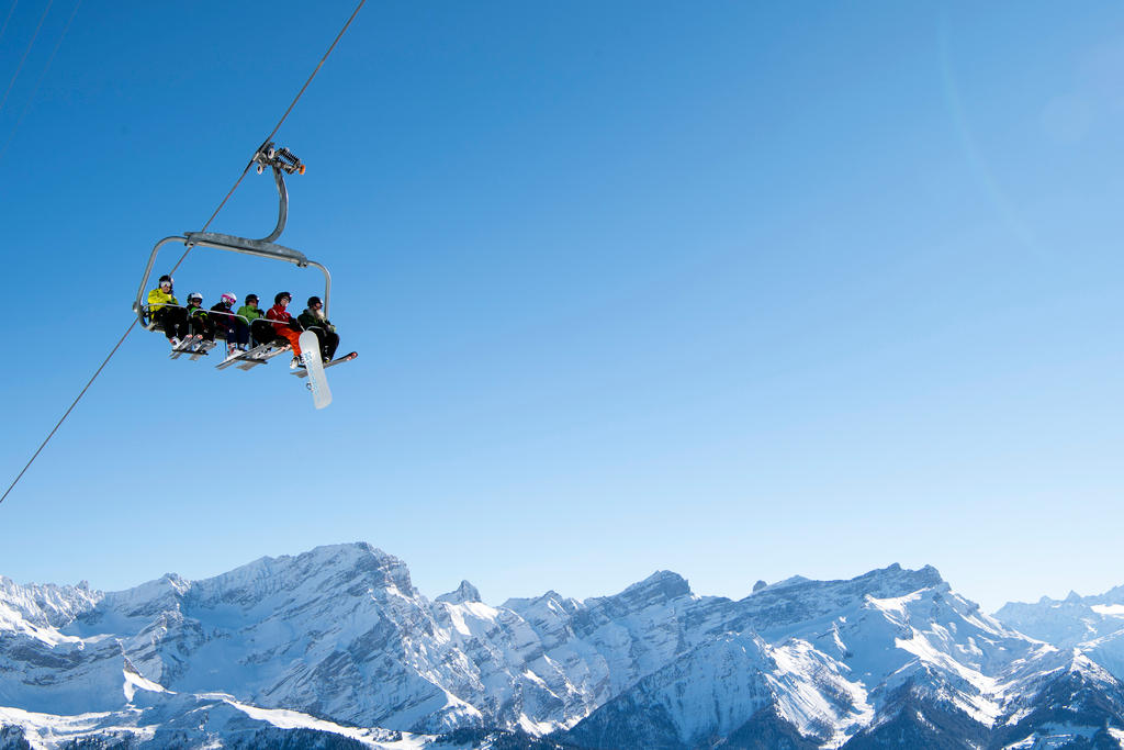 Swiss mountains and ski lift