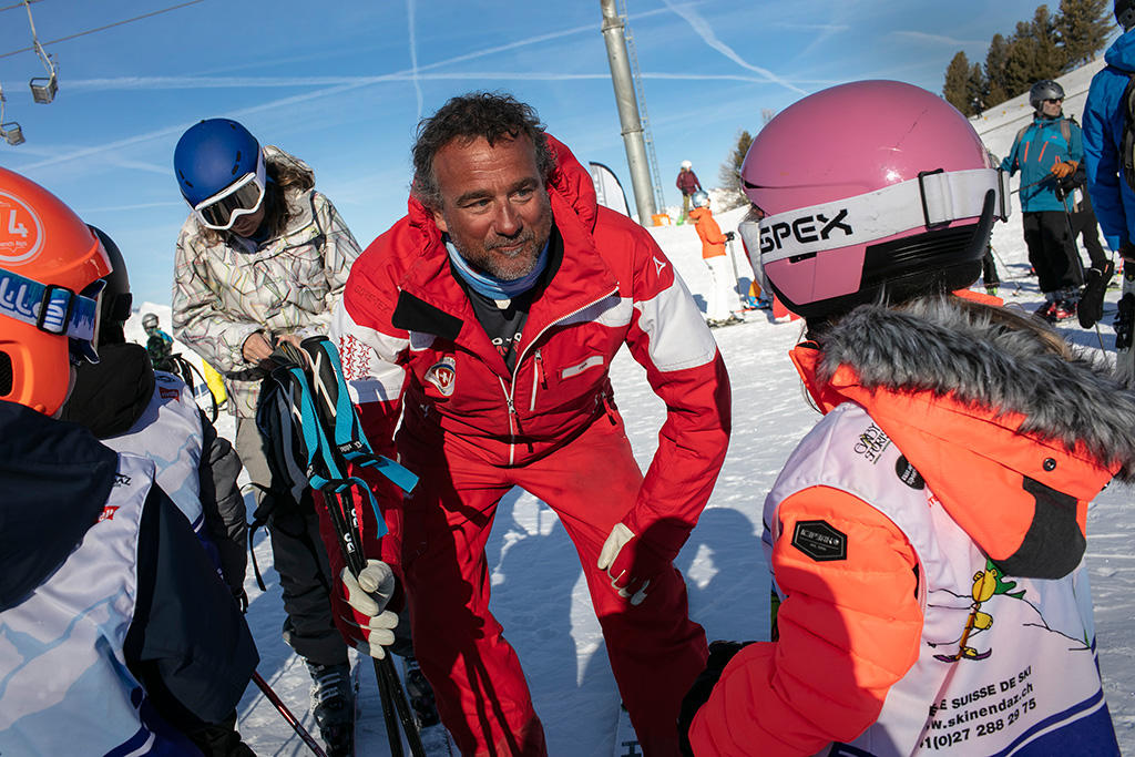 ski instructor teaching at a ski resort