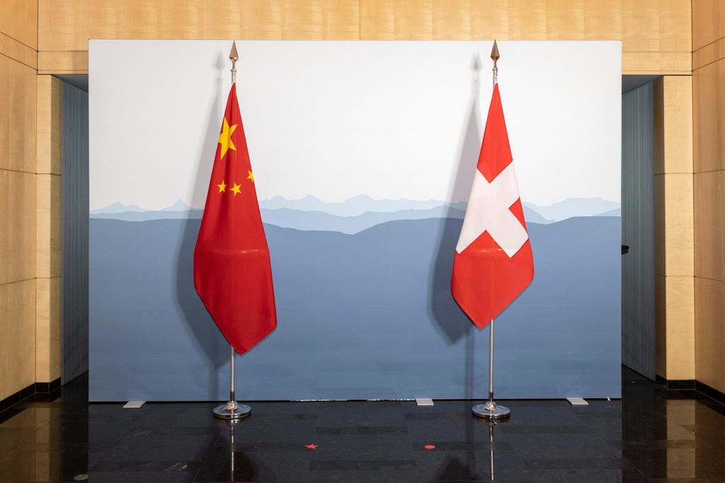 Swiss and Chinese flags