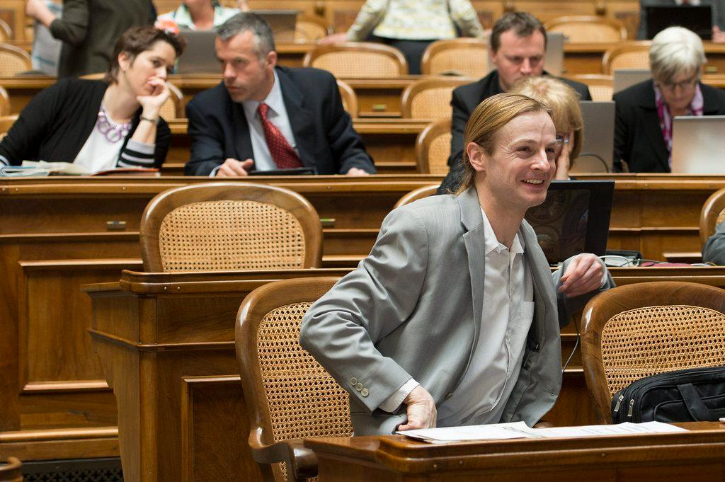 Il deputato Lorenzo Quadri sui banchi del Consiglio Nazionale.