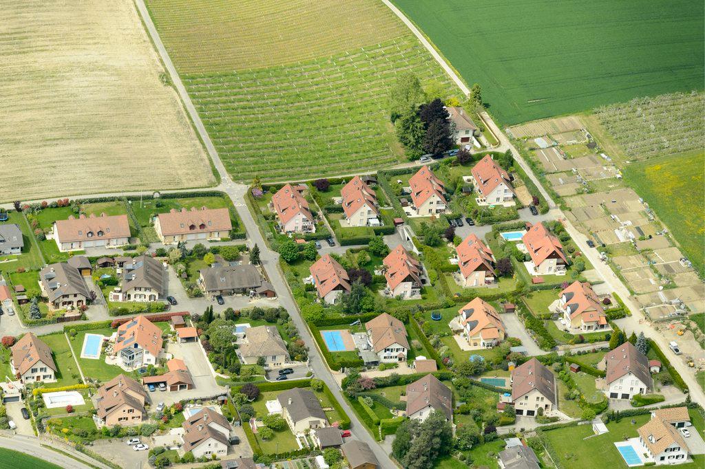 Vue aérienne d un quartier d habitation
