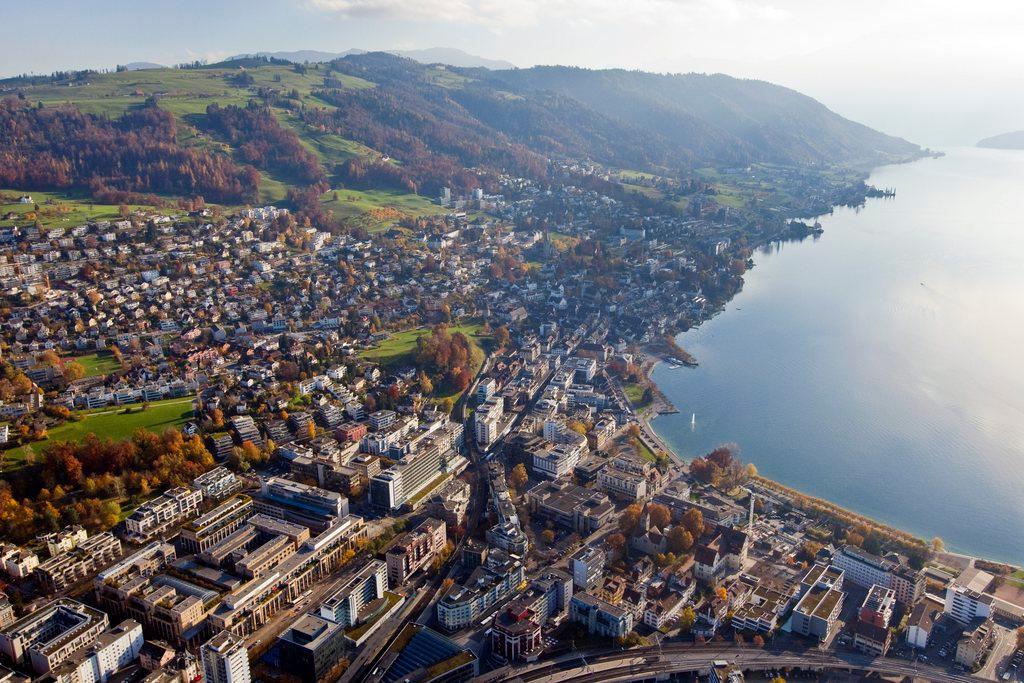 Aerial view of Zug in central Switzerland