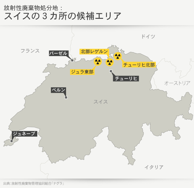 スイスの放射性廃棄物処分場候補地