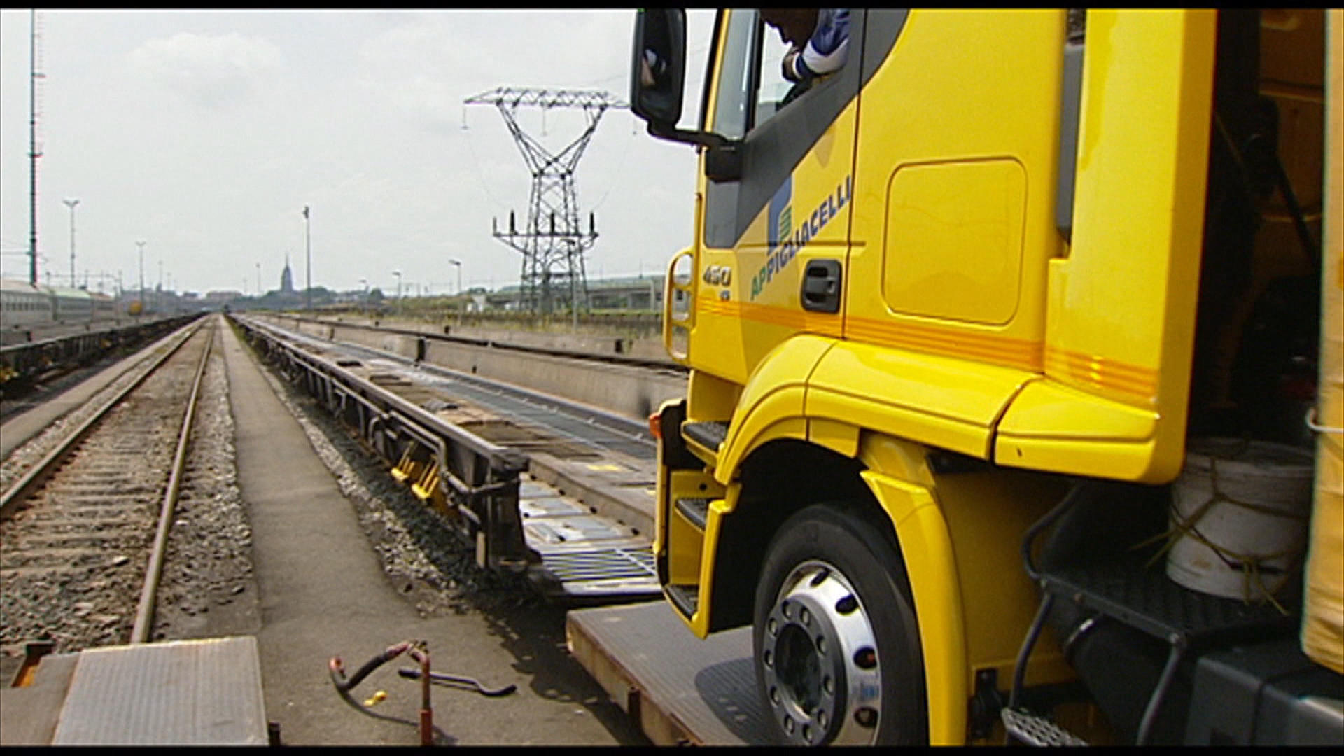 Truck on train