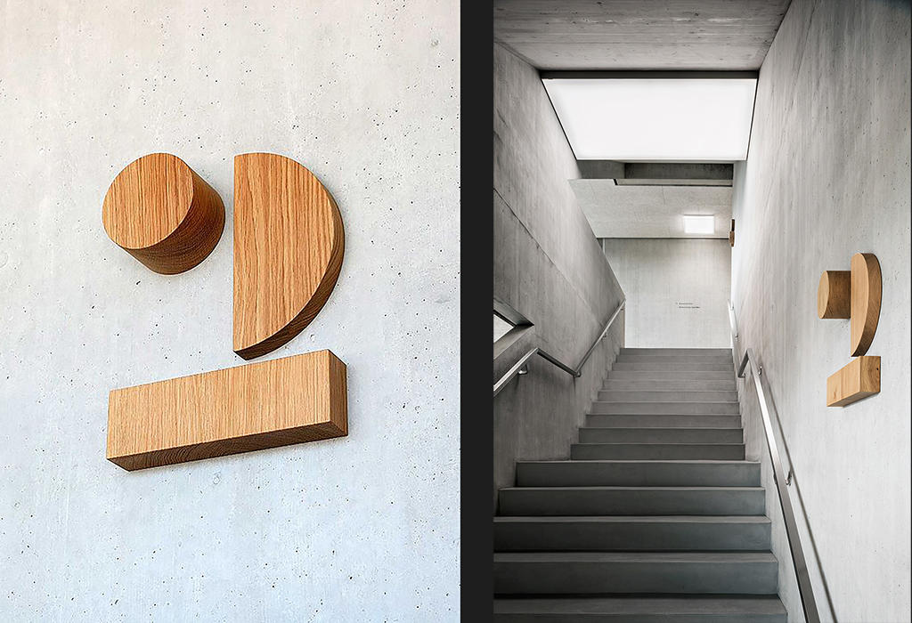 オーク材で作られたフロア表示