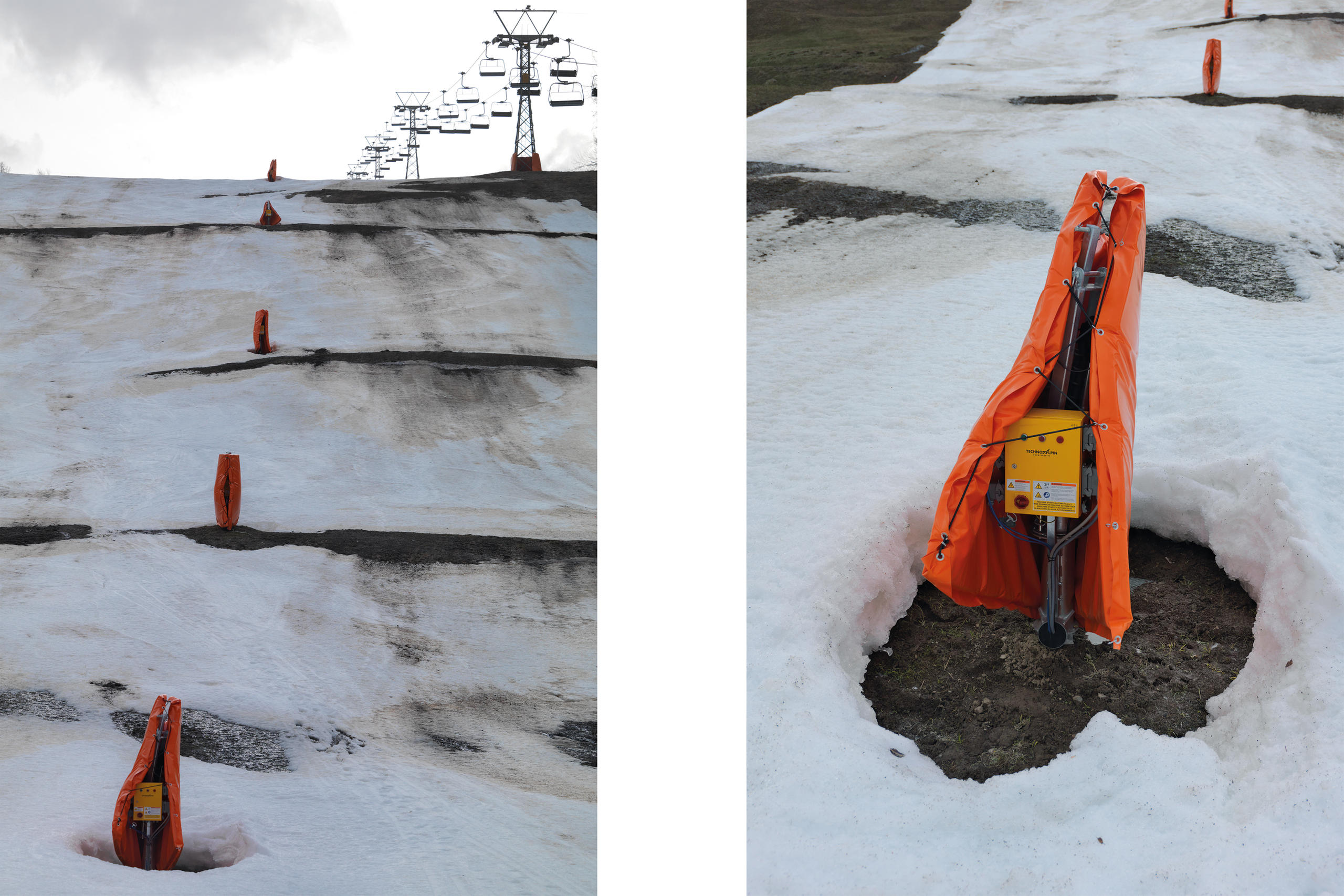 Schneekanonen und Skilift