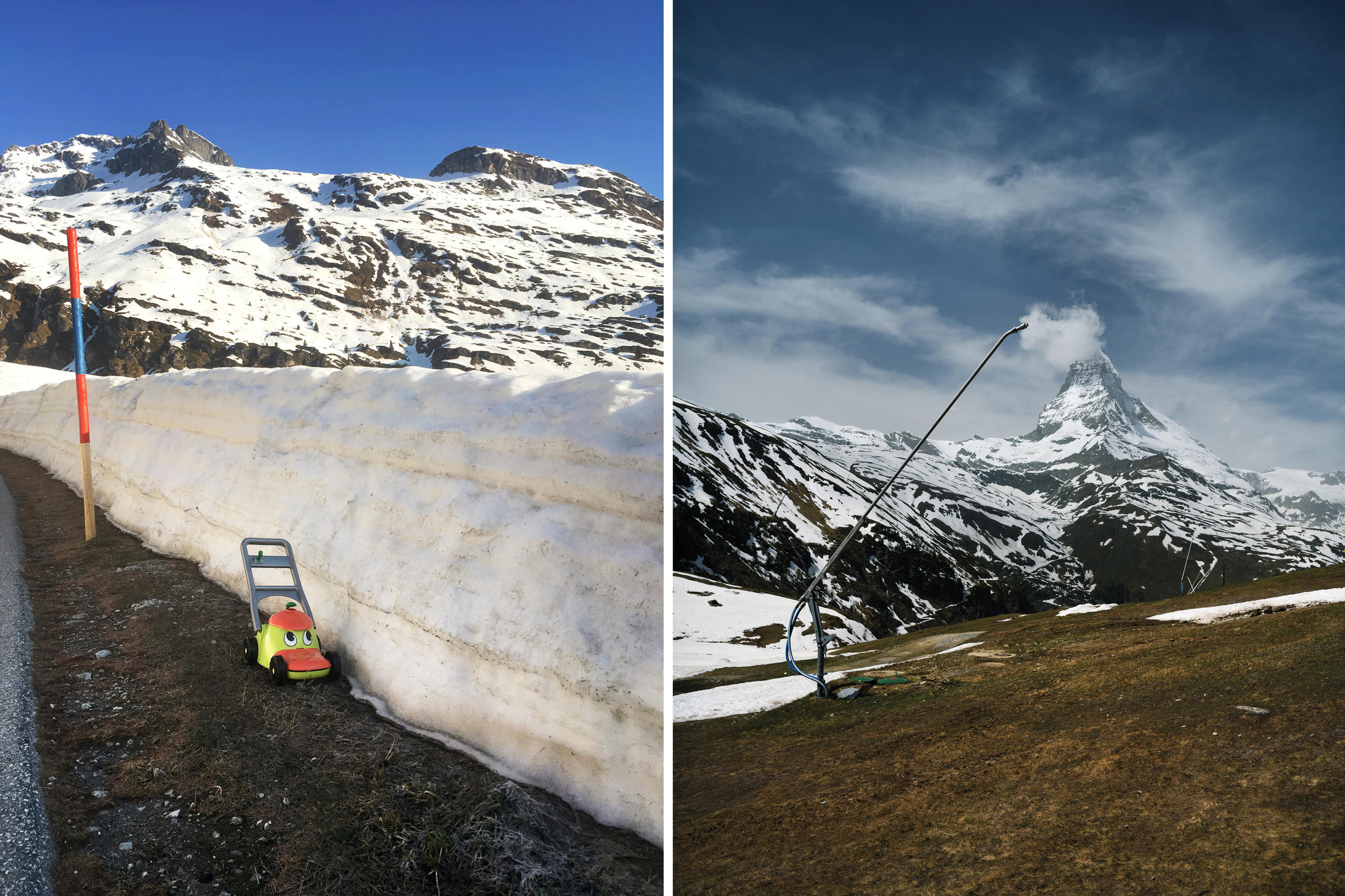 Kinderrasenmäher, Beschneiungsanlage vor Matterhorn
