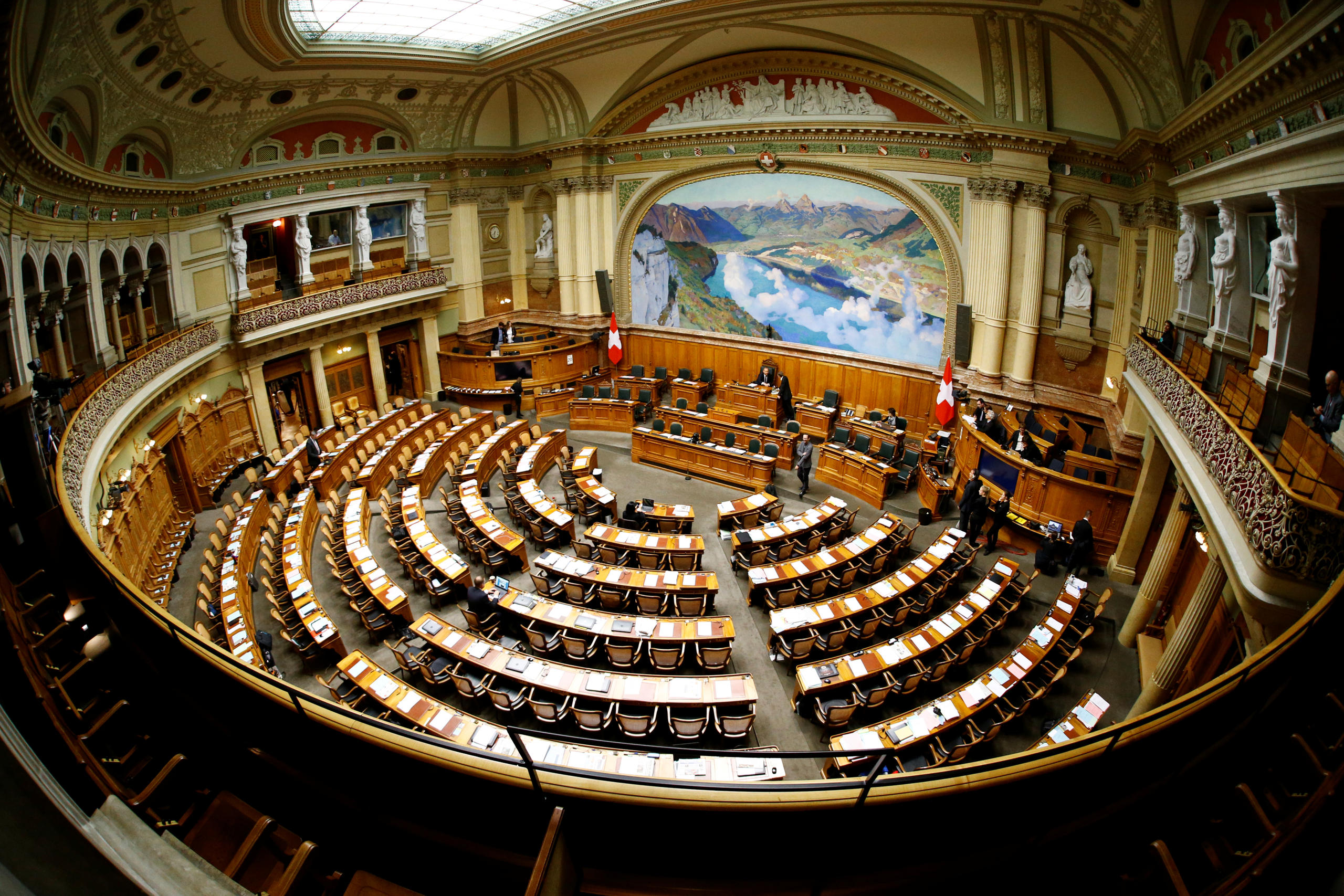 Der leere Nationalratssaal im Bundeshaus