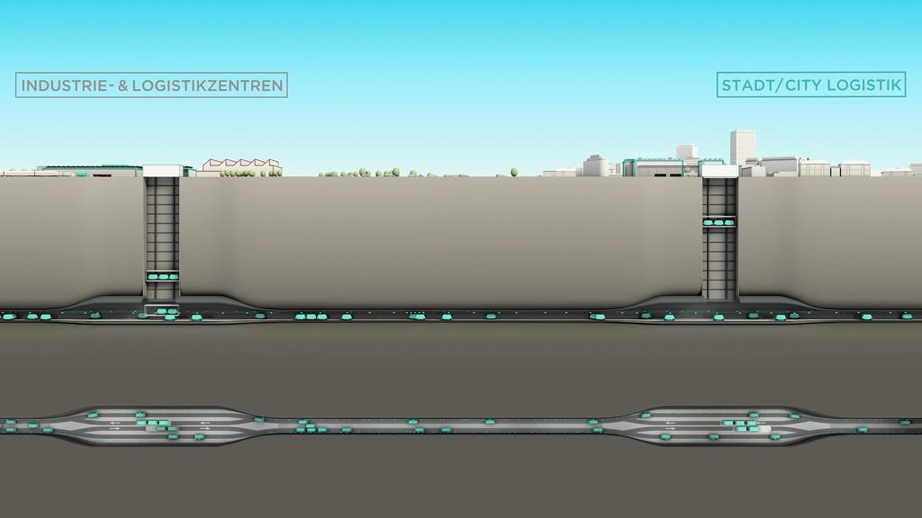 Computer model of an underground cargo transport system