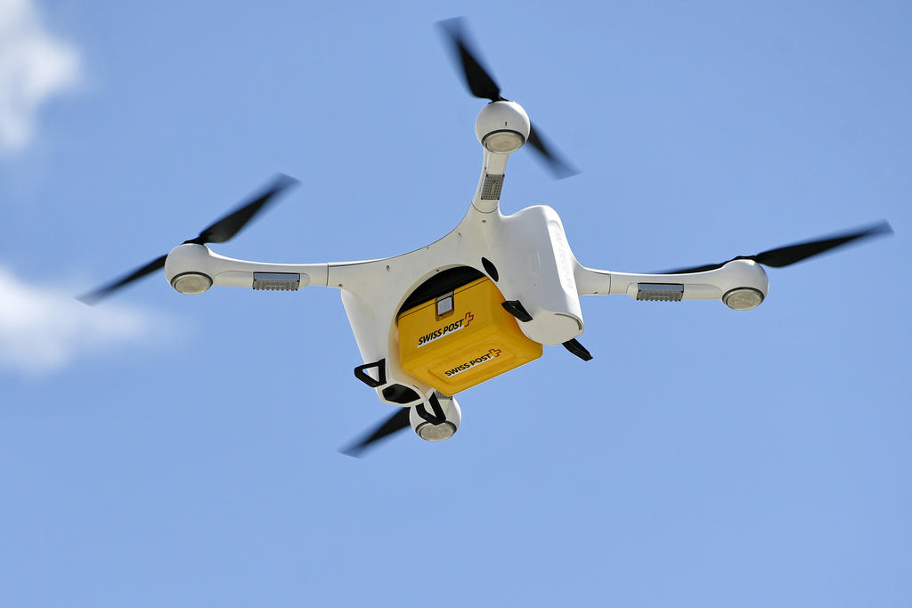 A drone carrying Post cargo, as seen in summer 2018