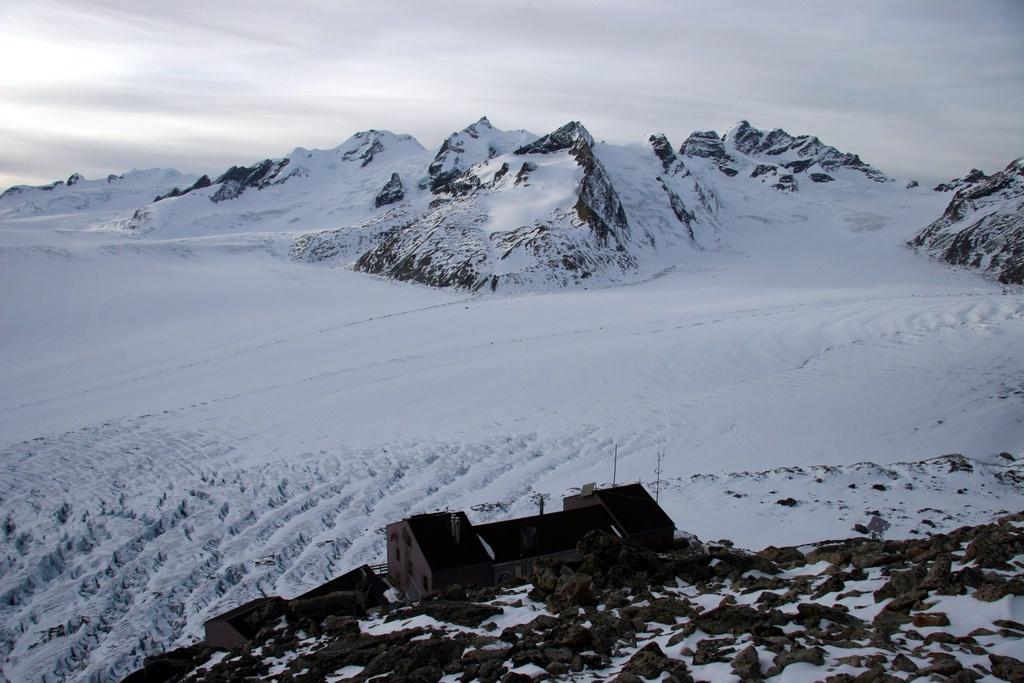 The Konkordia mountain hut above the Aletsch Glacier